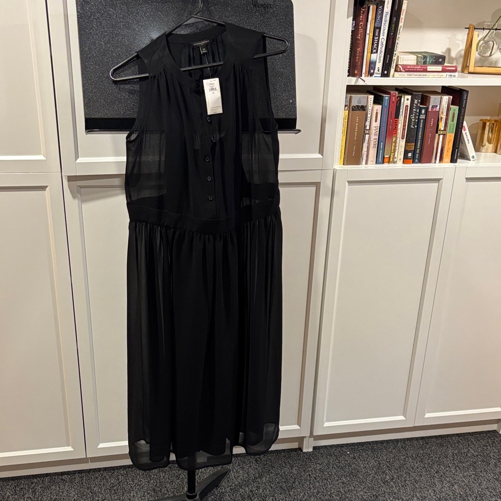 Banana Republic Black Sheer Midi Dress